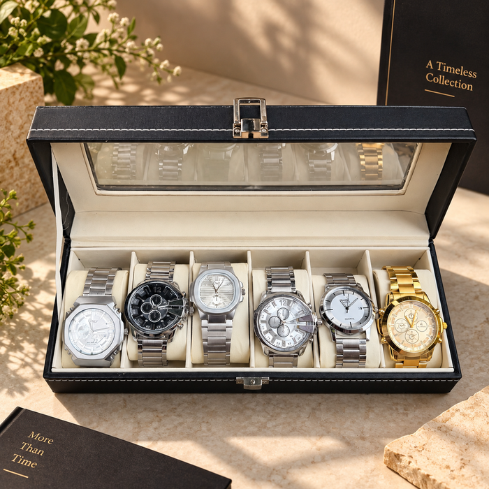 Limited Edition 6-Piece Menβs Watch Gift Set with Luxury Premium Box