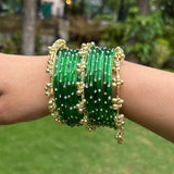 Heavy Kashmiri Ghungroo Bangles ( 24 Diamond Bangles + 6 Heavy Kashmiri Ghungroo )